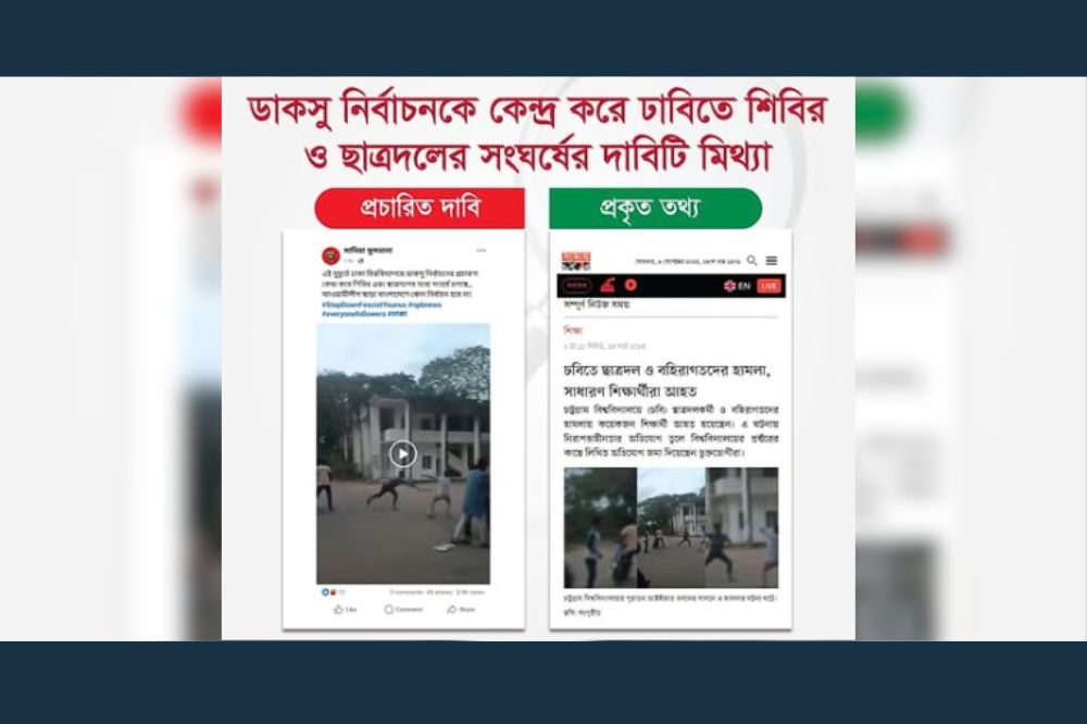 ডাকসু নির্বাচনকে কেন্দ্র করে ঢাবিতে শিবির ও ছাত্রদলের সংঘর্ষের দাবিটি মিথ্যা